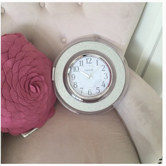 Westclox Ingraham 12-Inch Round Glitter Wall Clock in SILVER clear nwt - Picture 6 of 6